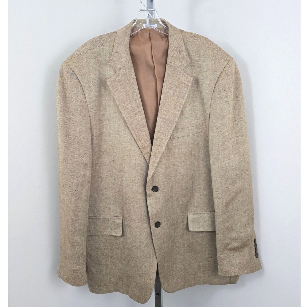 Irvine Park Linen Blend Two-Button Brown Blazer Brown 48R